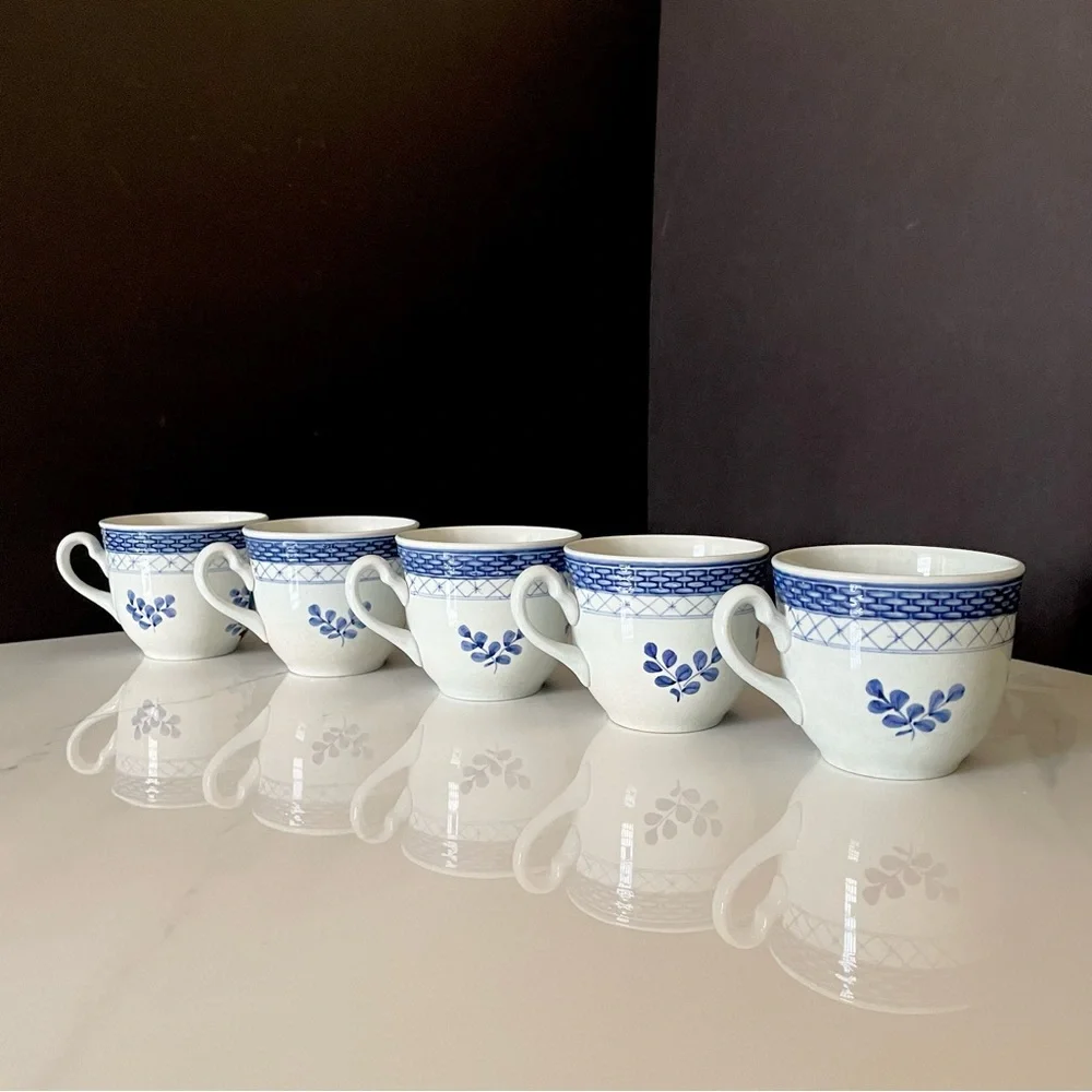 SET of 5 Cups & Saucers - Tranquebar Blue by Royal Copenhagen